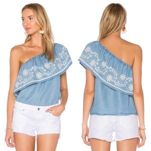 Rebecca Minkoff Rita One-shoulder Embroidered Top